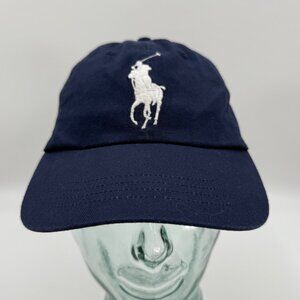 Polo Ralph Lauren Hat Navy Blue Large Embroidered Pony Logo #3 Strapback Adjust